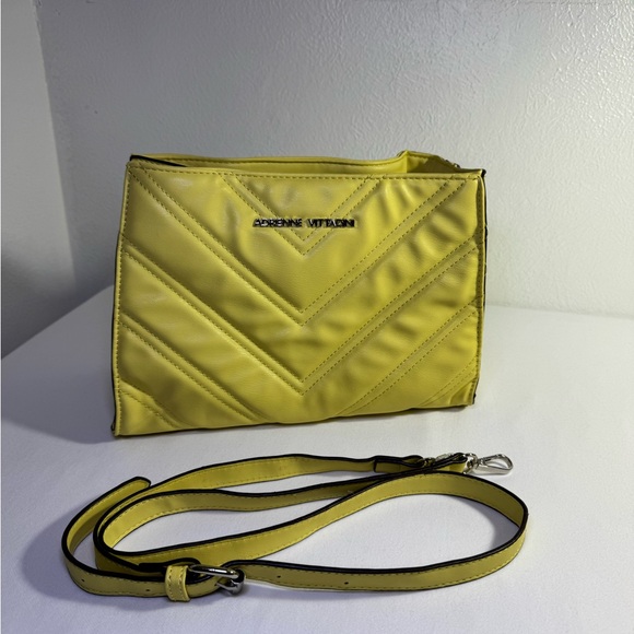 Adrienne Vittadini Quilted Crossbody Bag with 2 Detachable Straps Yellow Lime - Picture 3 of 13